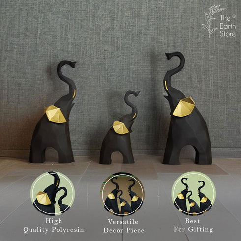 Triple Elephant Charm Statues in Varying Sizes - The Earth Store - home decor